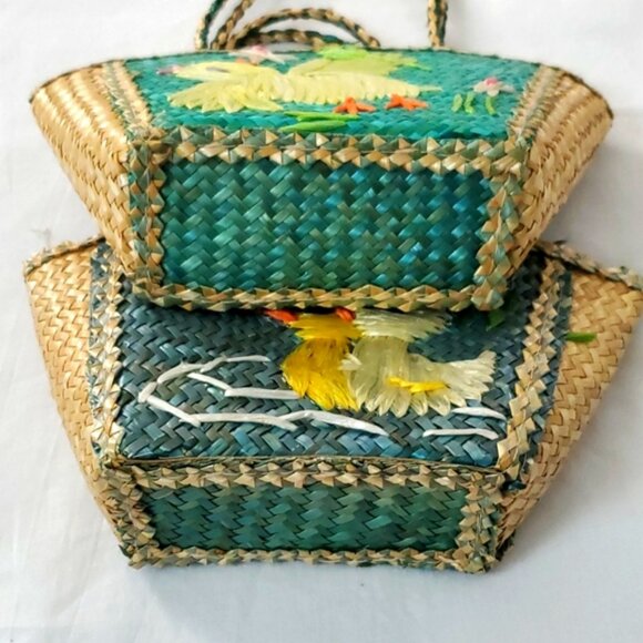 Vintage 2 Easter Baskets OOAK Wicker - Picture 15 of 16